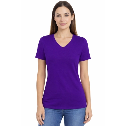T-shirt Damski purpurowa dekolt w serek roz. M